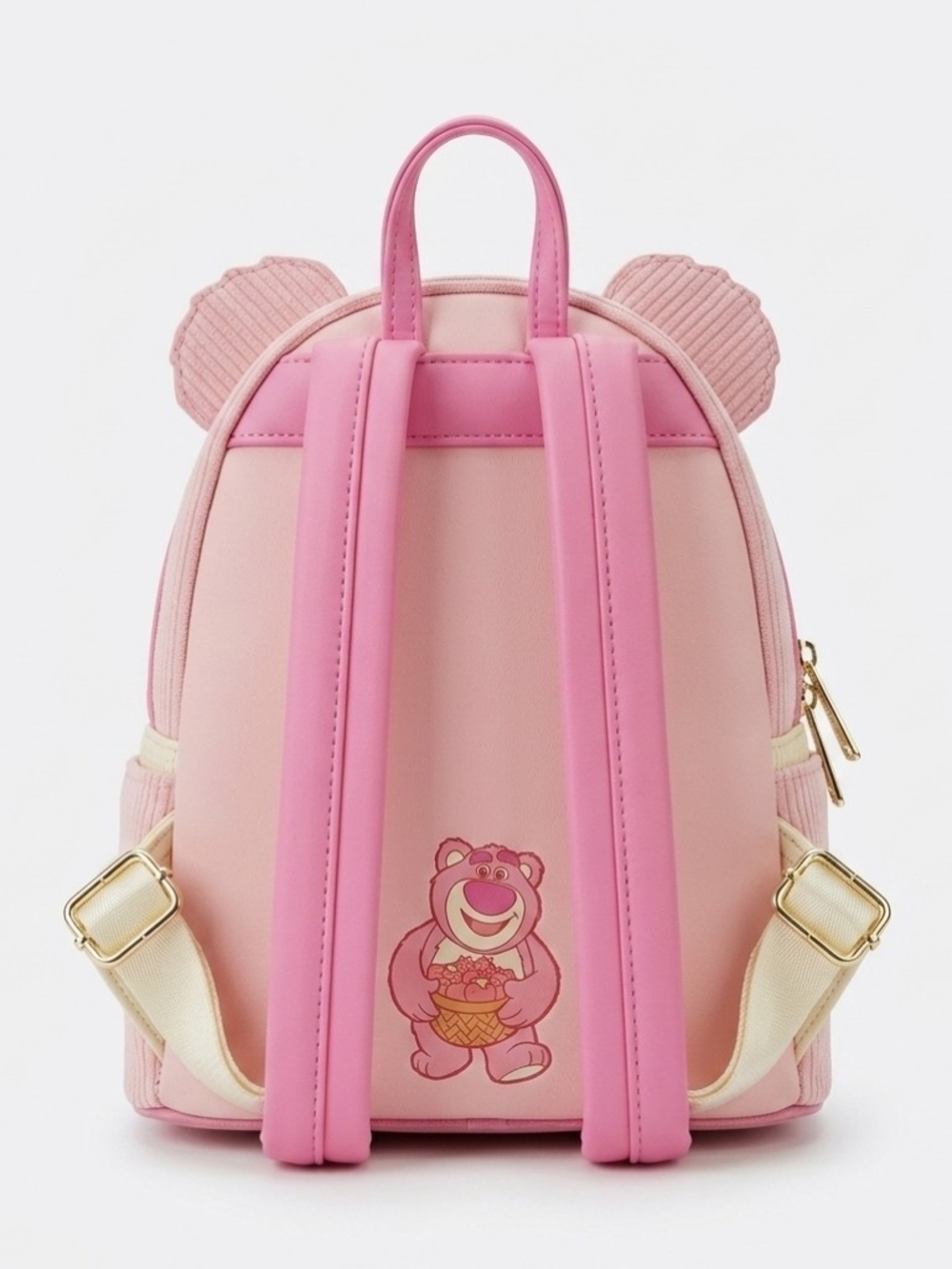Disney Parks Loungefly Toy Story Lotso Pink & Cream Corduroy Backpack - Picture 2 of 5
